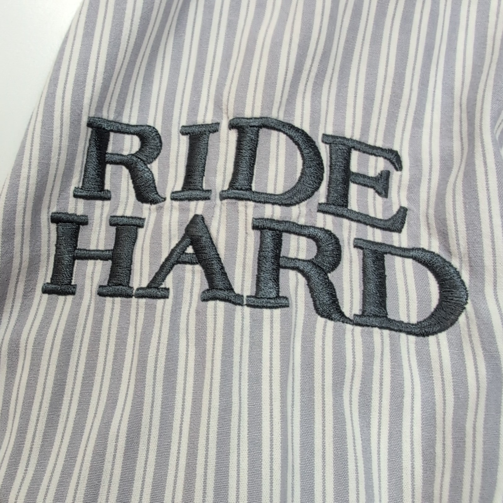 Chemise Harley Davidson M gris rayures aigle brodée Ride Hard biker rare