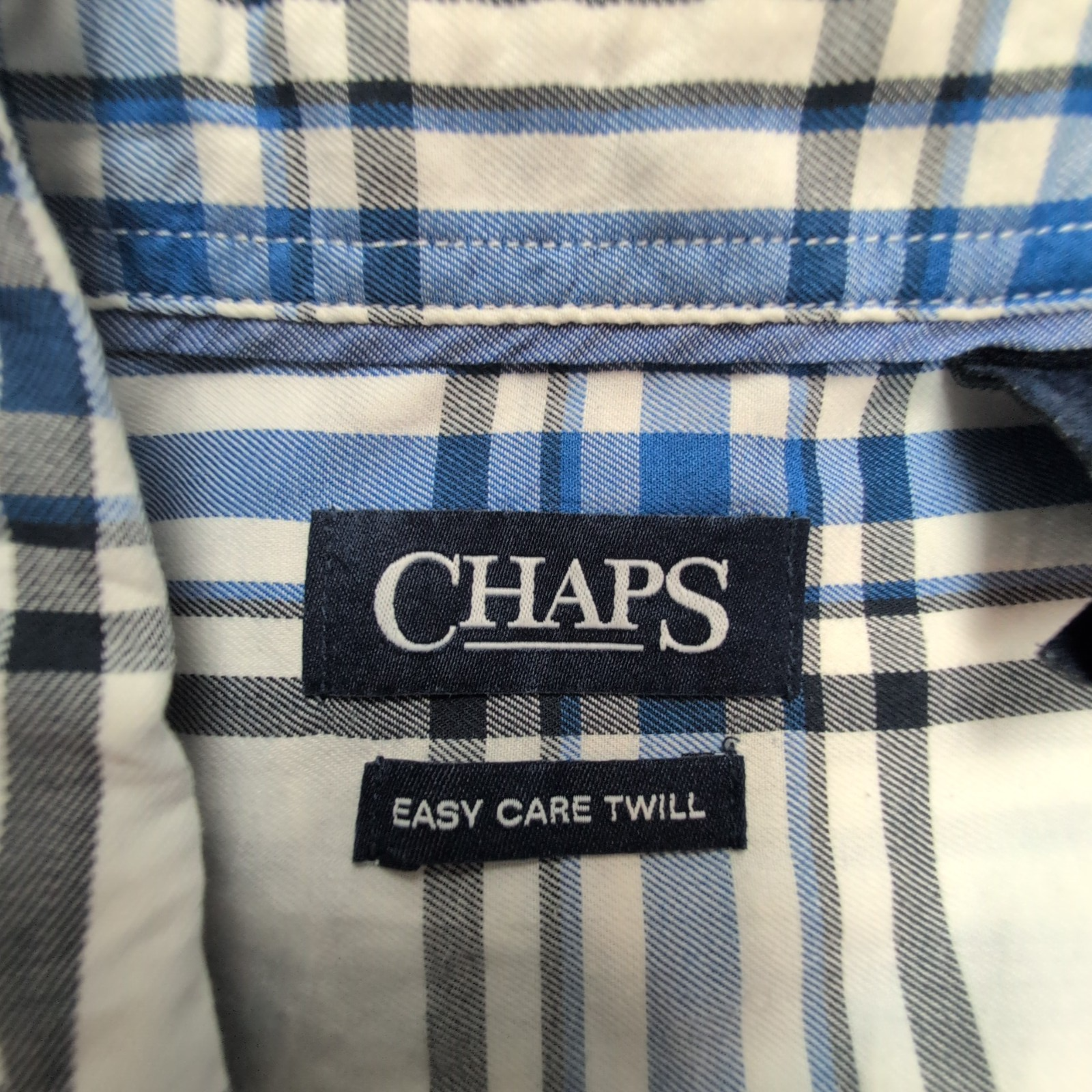 Chemise CHAPS blanche bleue noire à carreaux taille S #73e