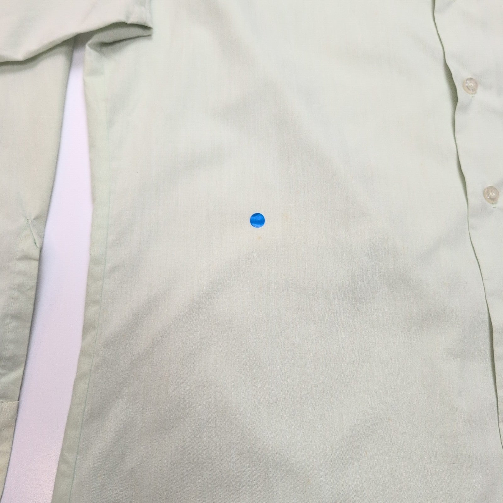 Chemise Montgomery Ward M/L Vert Pastel Col Pointe Made in Korea Vintage