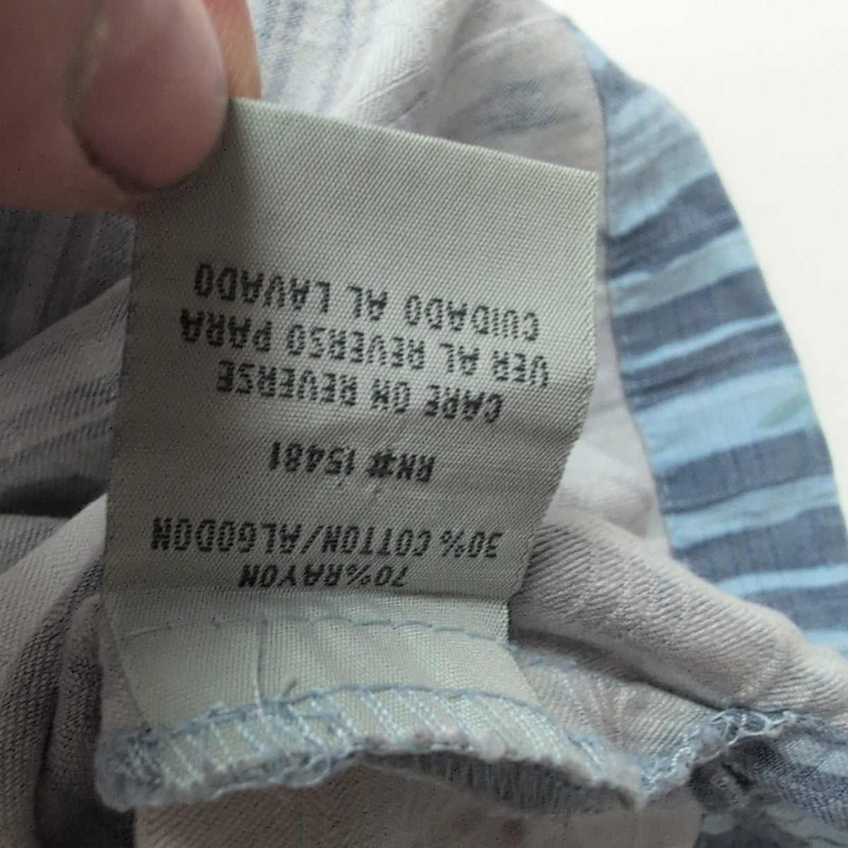 Chemise Hawaïenne Kona Wind L Rayures Bleu Rayonne Coton Madagascar