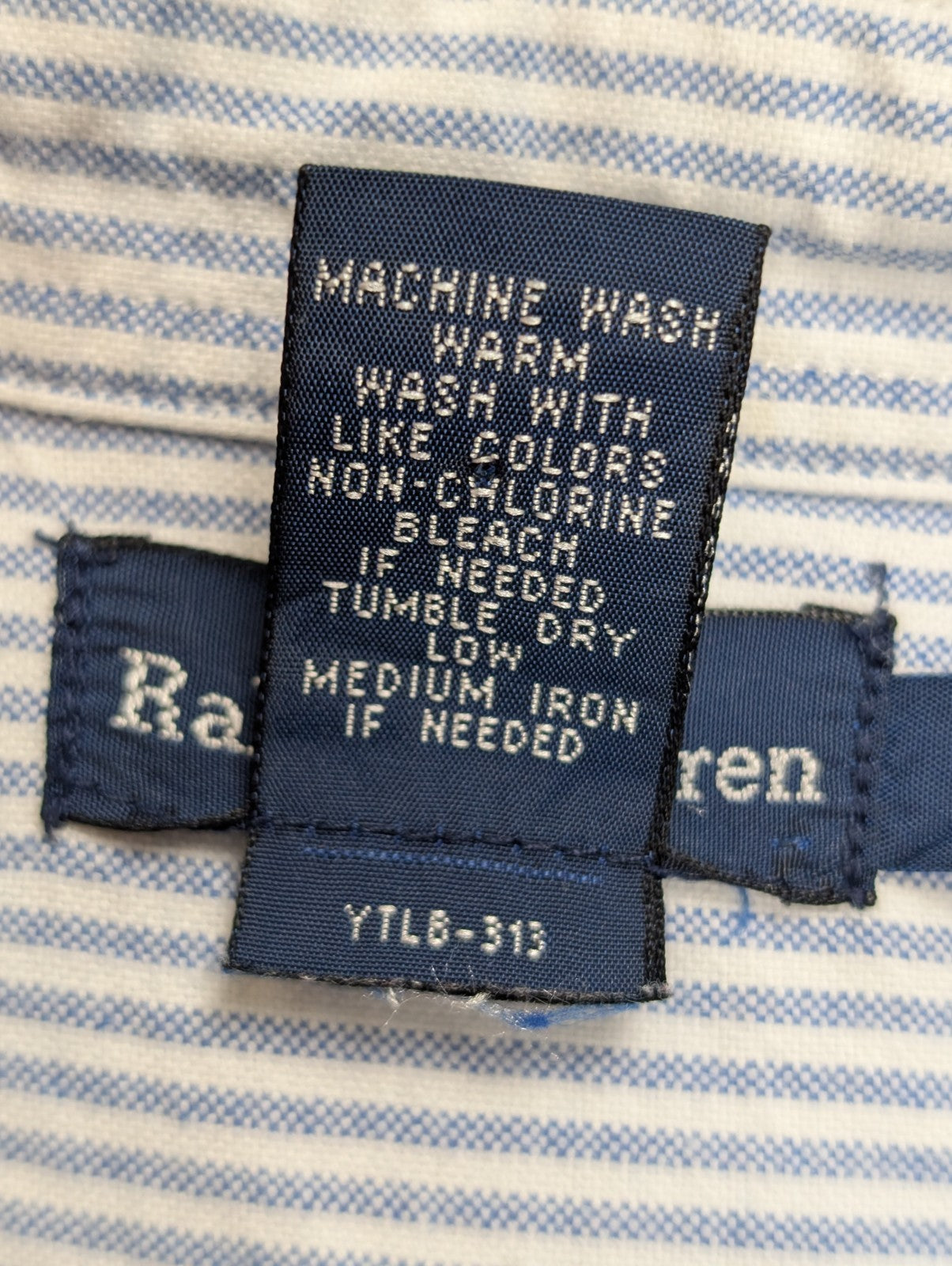 Chemise Ralph Lauren Femme Taille 10 Bleu Rayures Manches Longues Coton XXS XS