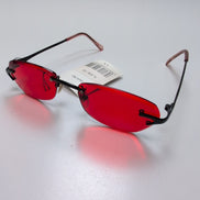 Lunettes de soleil Cyber Y2K Verres Rouges Branches Fines Métal Noir Mat