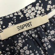 Haut Esprit Femme M Bleu Marine Fleuri Blanc Manches Courtes Viscose Neuf