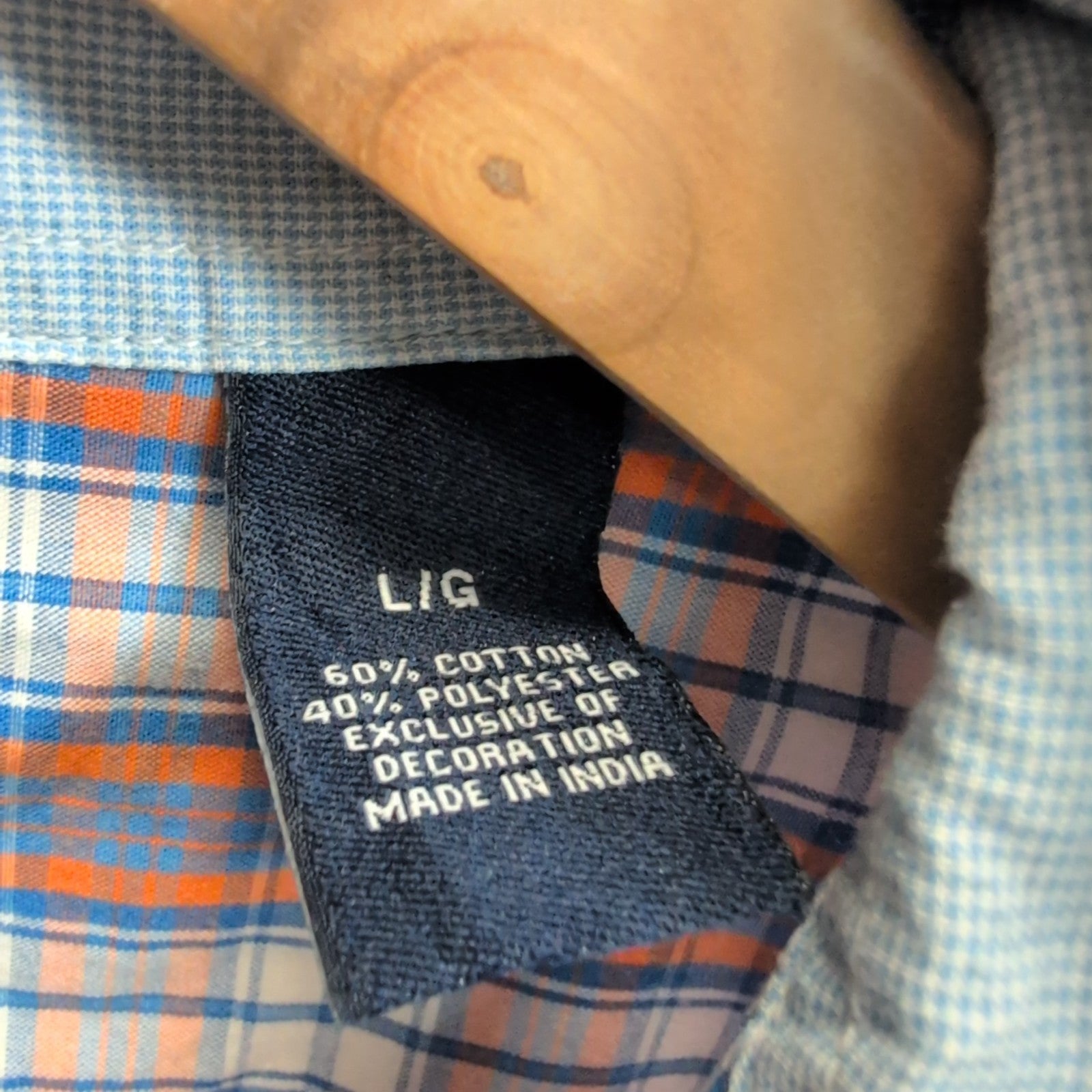 Chemise manches courtes CHAPS à carreaux bleu orange blanc taille L homme
