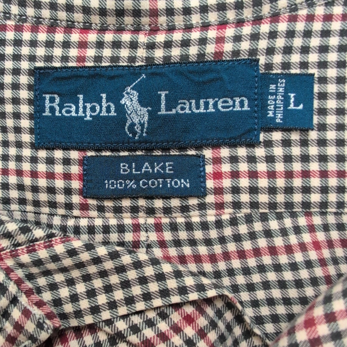 Chemise Ralph Lauren Blake L/XL Camel Noir Rouge Flanelle Button Down Shirt