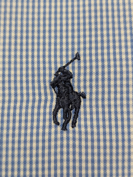 Chemise Polo Ralph Lauren Shirt L Custom Fit Rayée Bleu Blanc Button Down