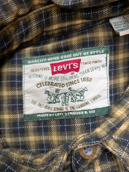 Chemise LEVI'S Flanelle à Carreaux Jaune et Noir Manches Longues - Taille L