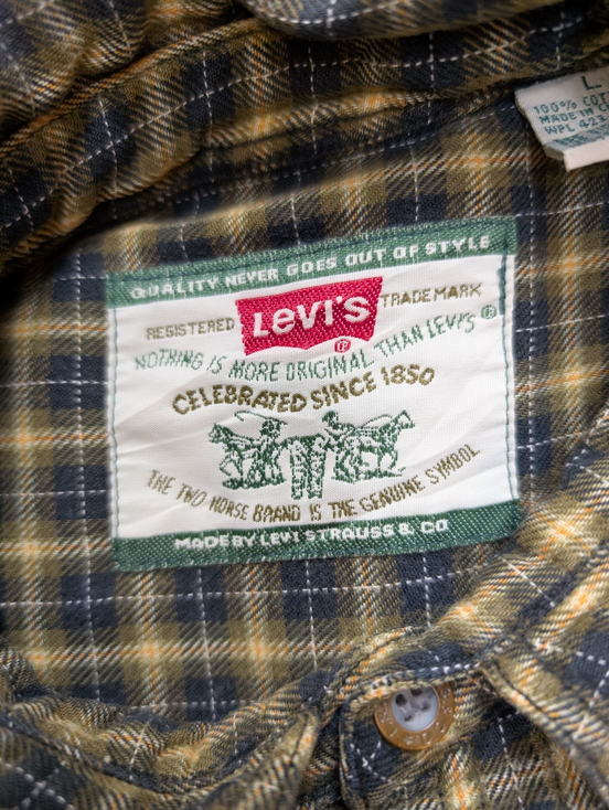 Chemise LEVI'S Flanelle à Carreaux Jaune et Noir Manches Longues - Taille L