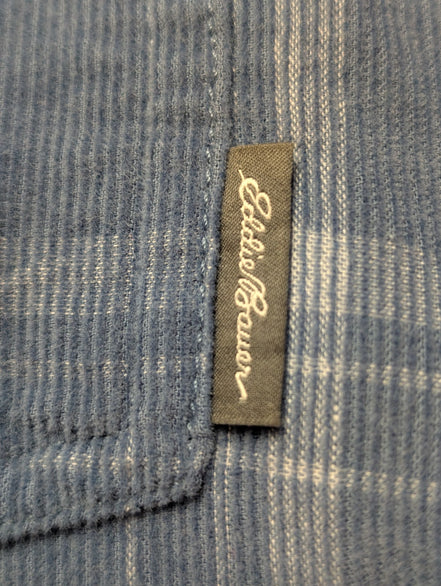 Chemise EDDIE BAUER T.TXL Velours Côtelé Carreaux Bleu Classic Fit Vtg