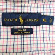 Chemise Ralph Lauren Slim Fit XL Oxford Stretch Carreaux Rose Bleu