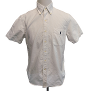 Chemise Ralph Lauren M Classic Fit blanc manches courtes logo bleu marine
