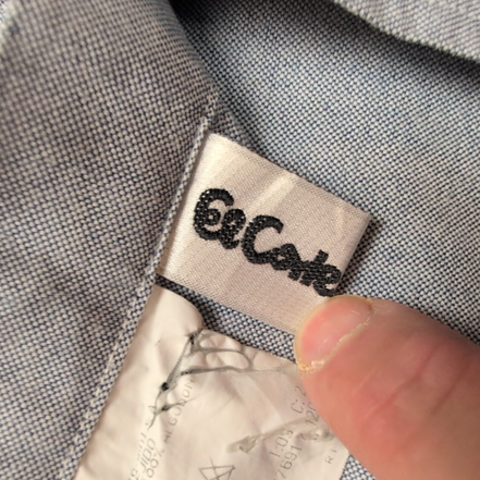 Chemise BURBERRY L Bleu Oxford Logo Rouge 100% Coton Manches Longues