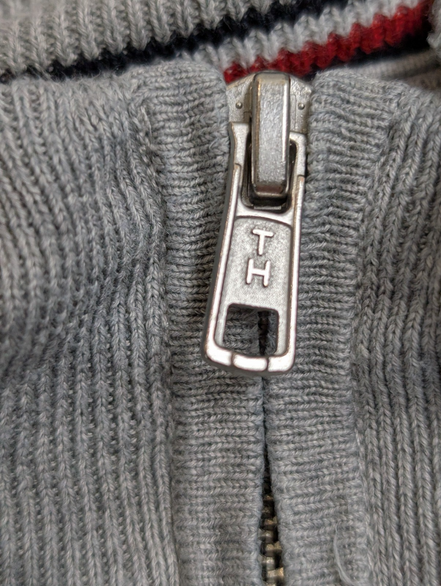 Gilet Tommy Hilfiger Gris Clair Zippé - Mélange Soie & Coton - Taille L