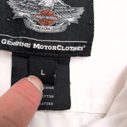 Chemise Harley-Davidson L Blanche 2 Poches Logo Brodé 100% Coton