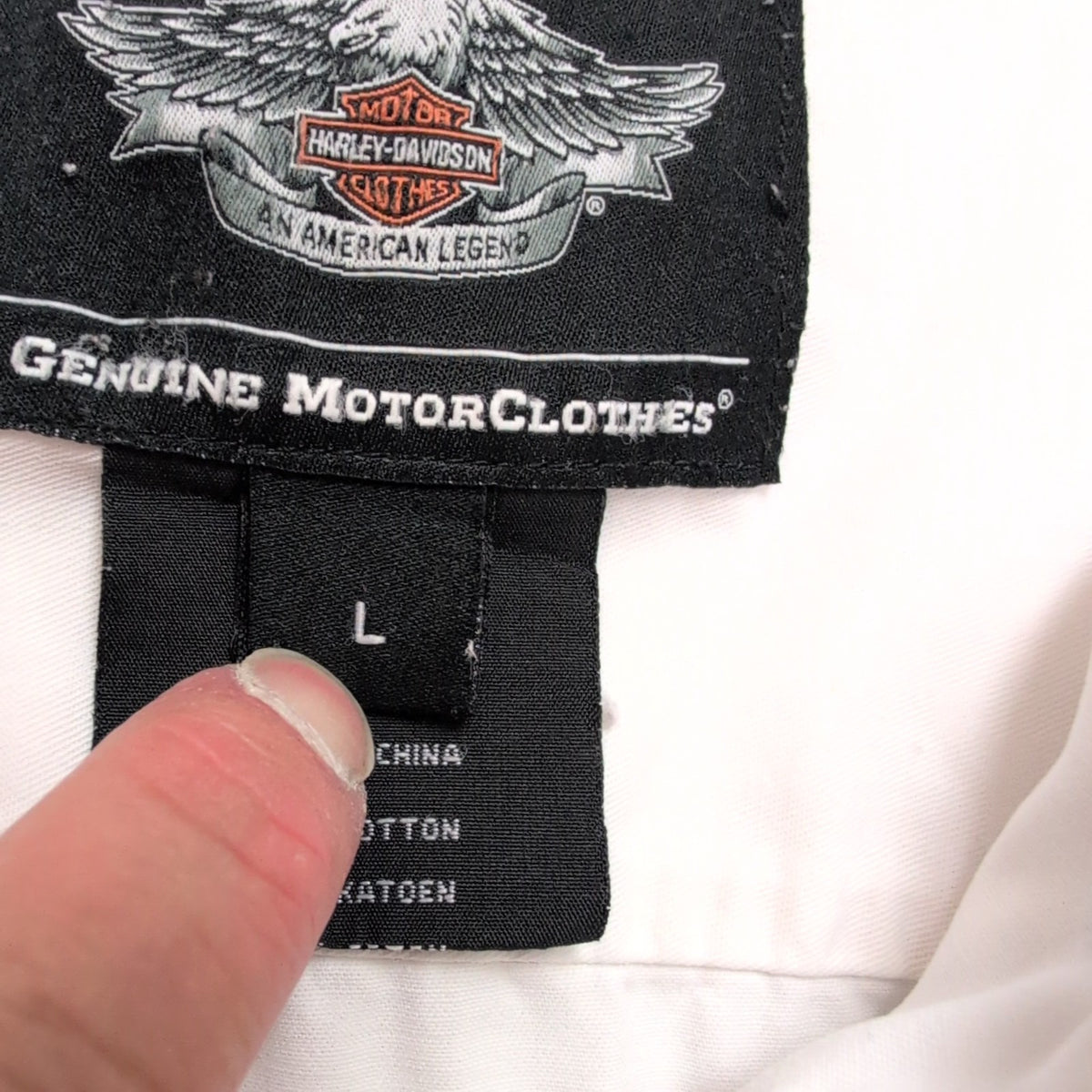 Chemise Harley-Davidson L Blanche 2 Poches Logo Brodé 100% Coton