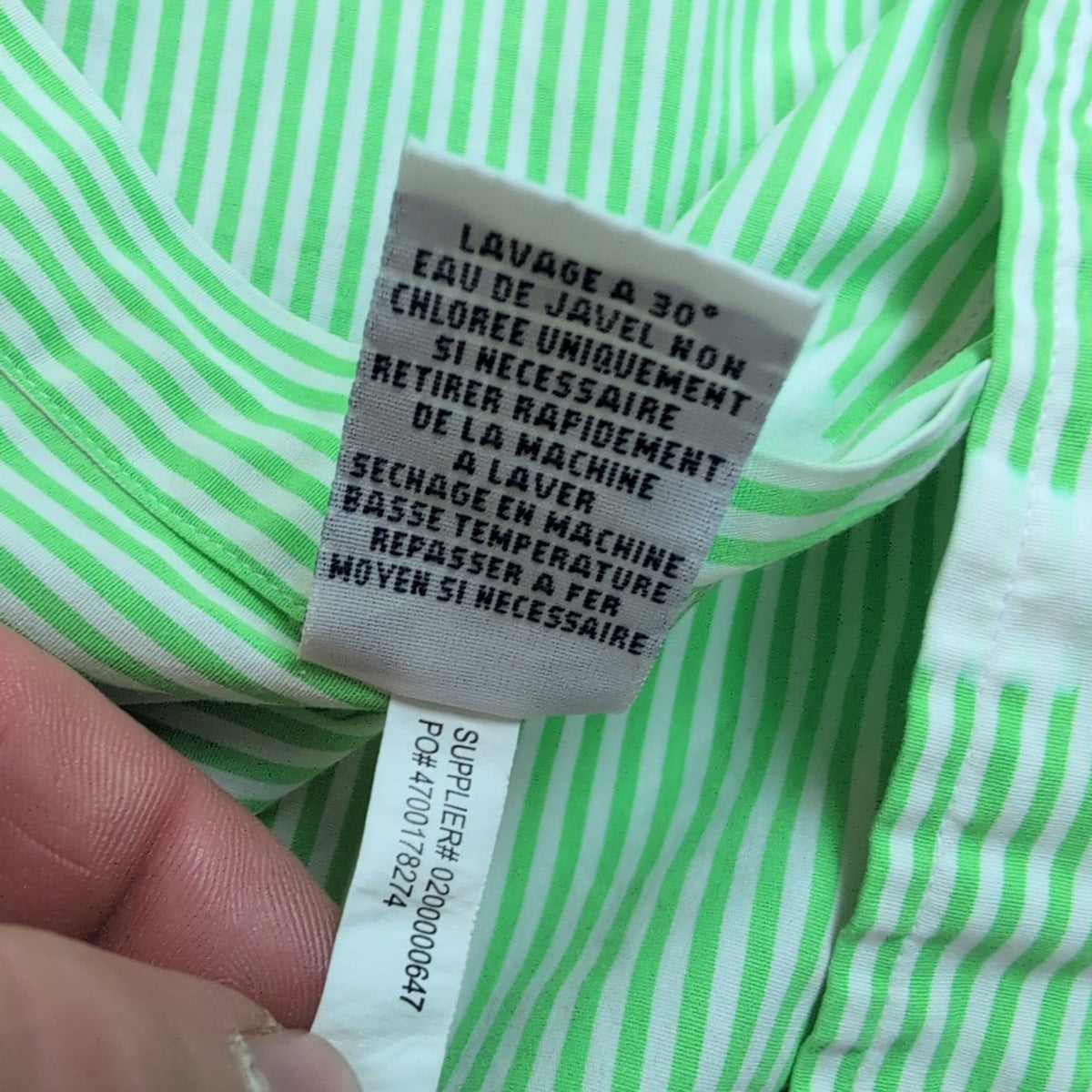 Chemise Ralph Lauren L Rayures Vertes Logo Violet 100% Coton manches longues