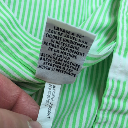 Chemise Ralph Lauren L Rayures Vertes Logo Violet 100% Coton manches longues