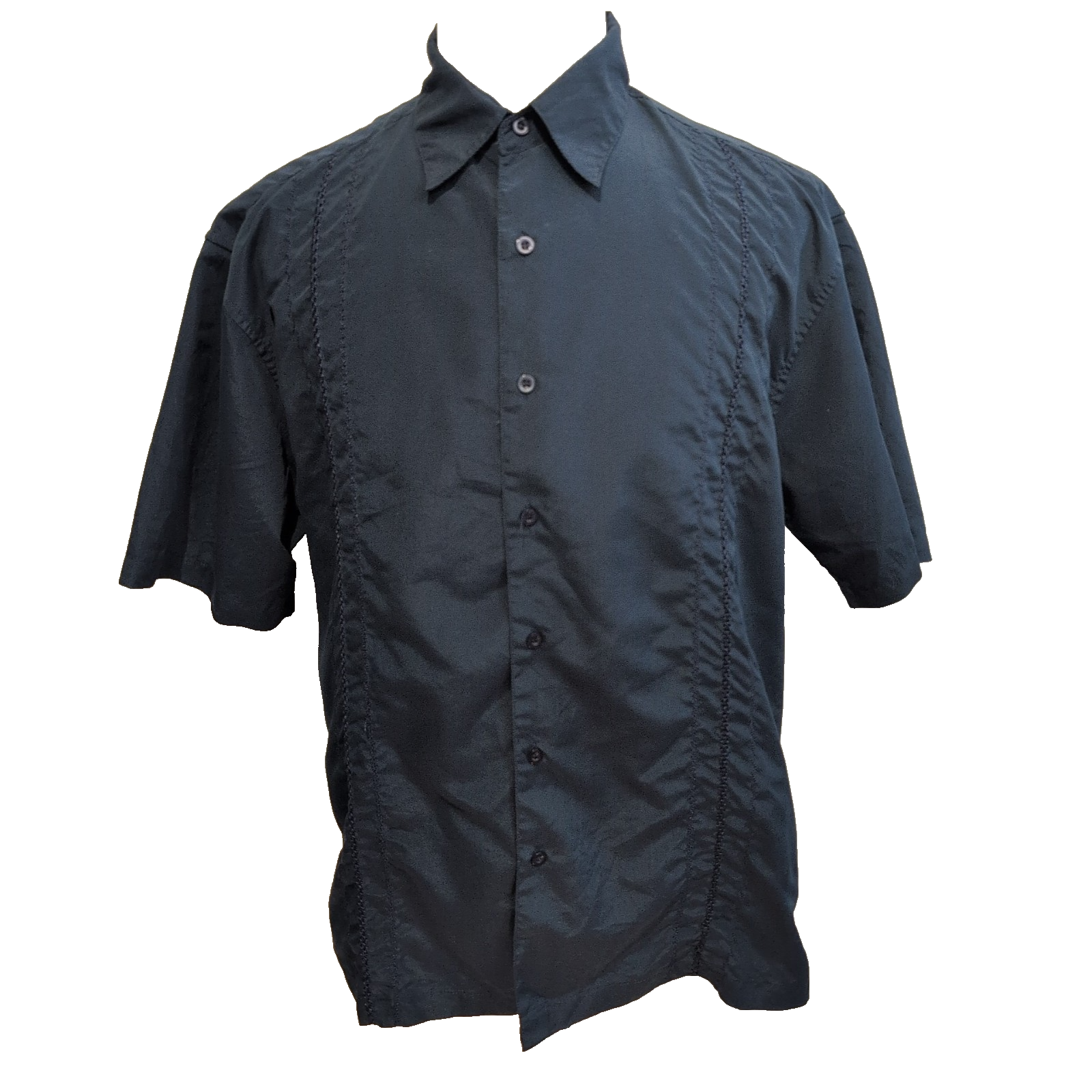 Chemise hawaïenne Panama Studio Havana bleu marine rayures XL manches courtes