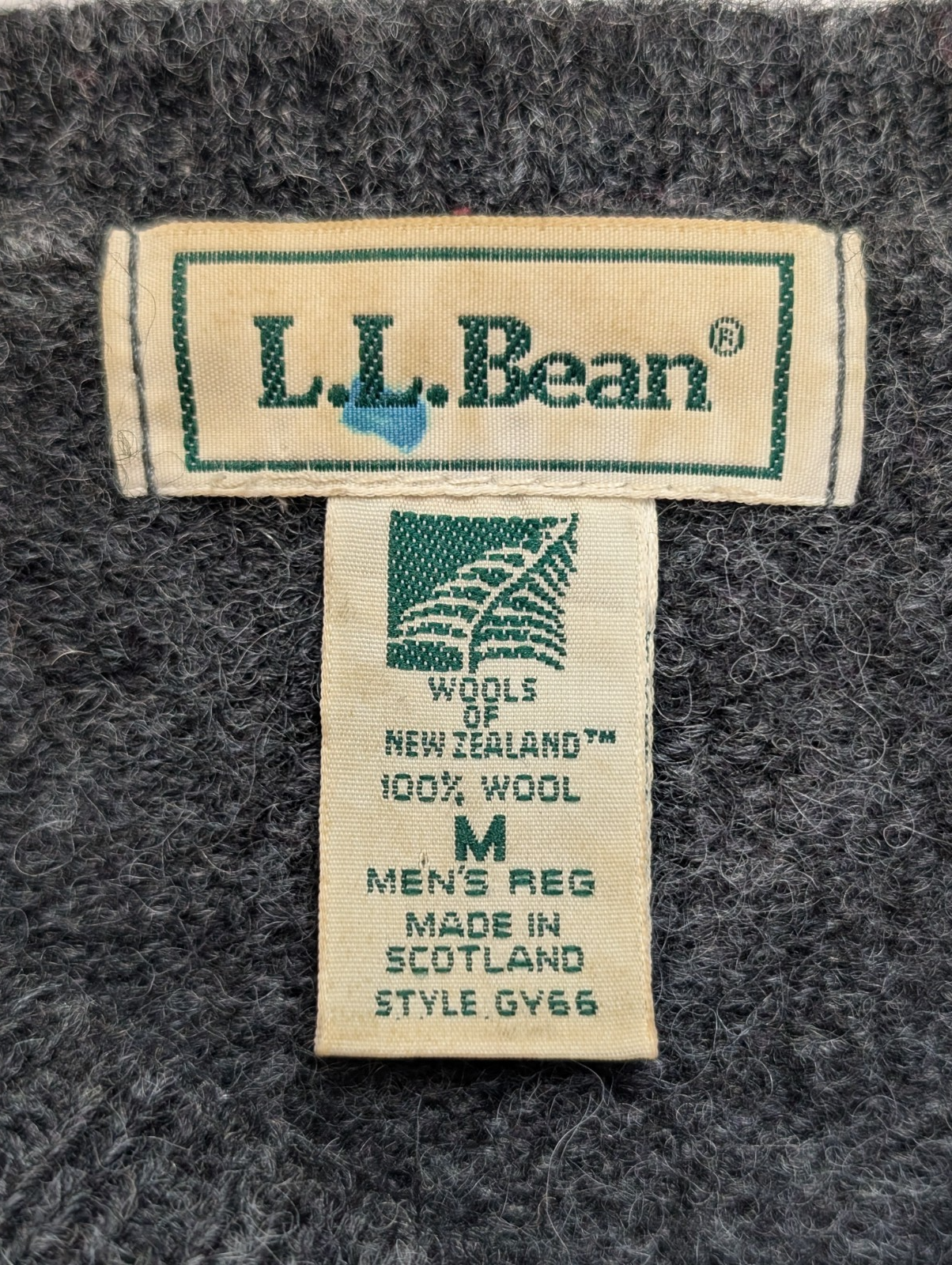 Pull L.L. BEAN 100% Laine NEW ZEALAND Made In SCOTLAND Vintage Taille M Gris