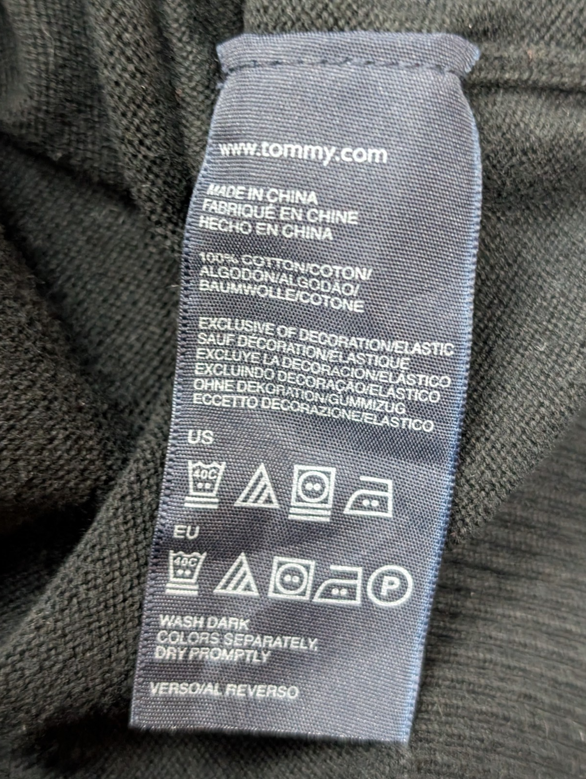 Pull Tommy Hilfiger Homme Col V Noir Profond - Taille L