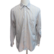 Chemise Lacoste XL Bleu Rayures Made in Hong Kong 100% Coton Été