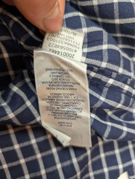 👕 CHEMISE CHAPS EASY CARE TWILL XL (TG) CARREAUX BLEU MARINE 60% COTON