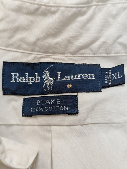 Chemise Polo Ralph Lauren Shirt XL Blake Blanche Manches Courtes Button Down