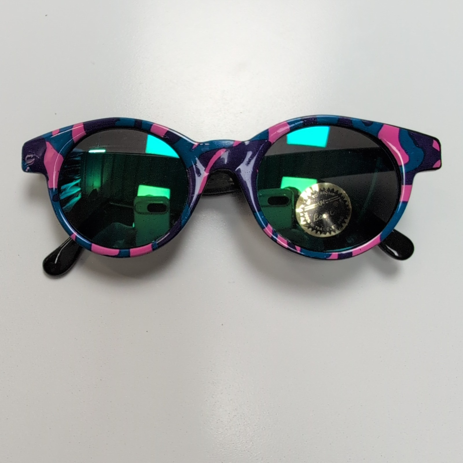 Lunettes de soleil Femmes Camouflage Multicolore Verres Ronds Iridium Y2K