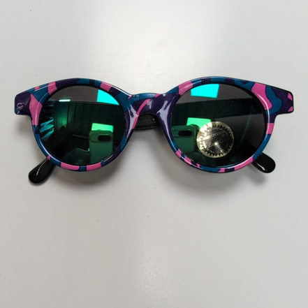 Lunettes de soleil Femmes Camouflage Multicolore Verres Ronds Iridium Y2K