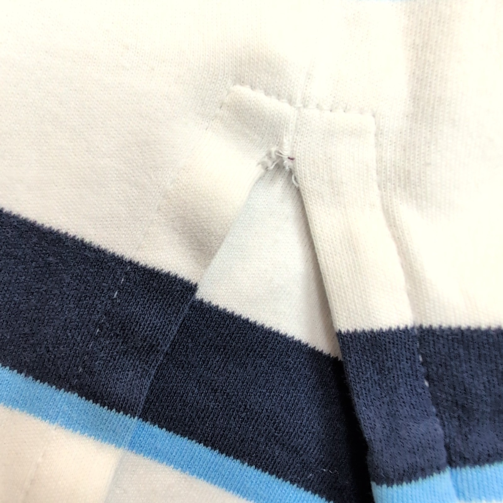 Polo Ralph Lauren Homme L Blanc Rayures Bleu Logo Rouge Manches Courtes