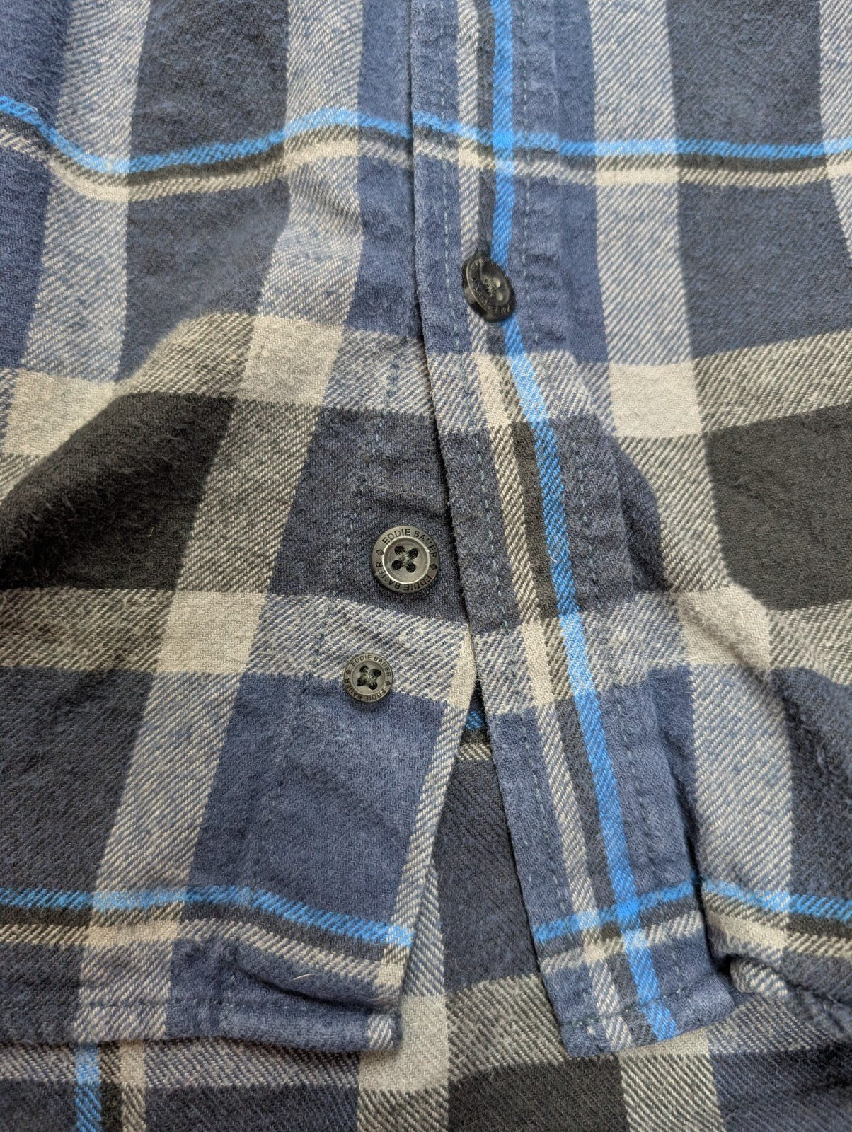 Chemise Flanelle Eddie Bauer L Bleu Gris Carreaux Bûcheron |287S