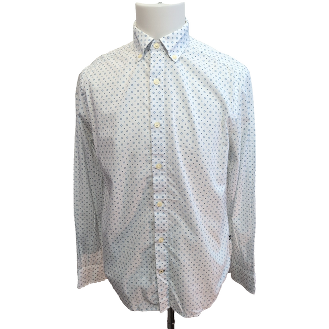 Chemise Nautica blanche motifs marguerites manches longues 1 poche L