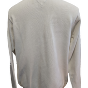 Pull Tommy Hilfiger Homme Col Rond Blanc Cassé Maille Robuste - Taille M