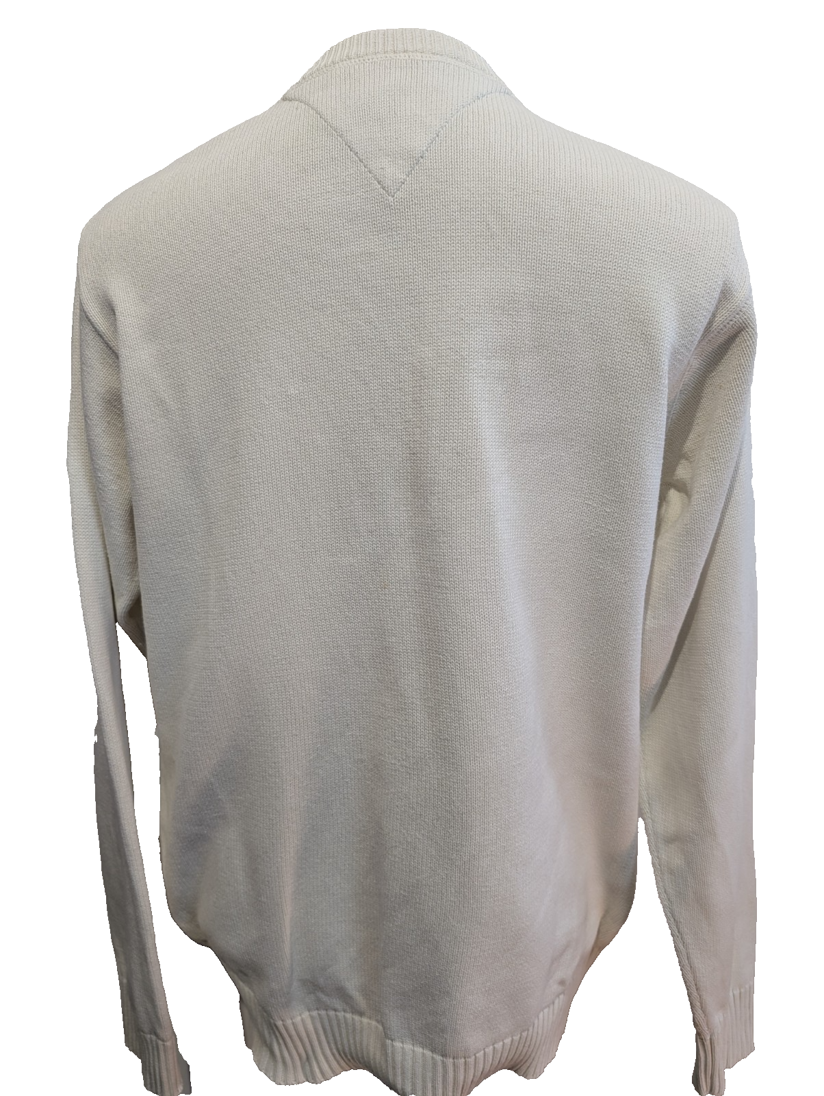 Pull Tommy Hilfiger Homme Col Rond Blanc Cassé Maille Robuste - Taille M