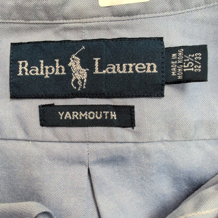 Chemise Ralph Lauren Yarmouth ML Bleu Clair Uni Logo Bleu Marine Coton