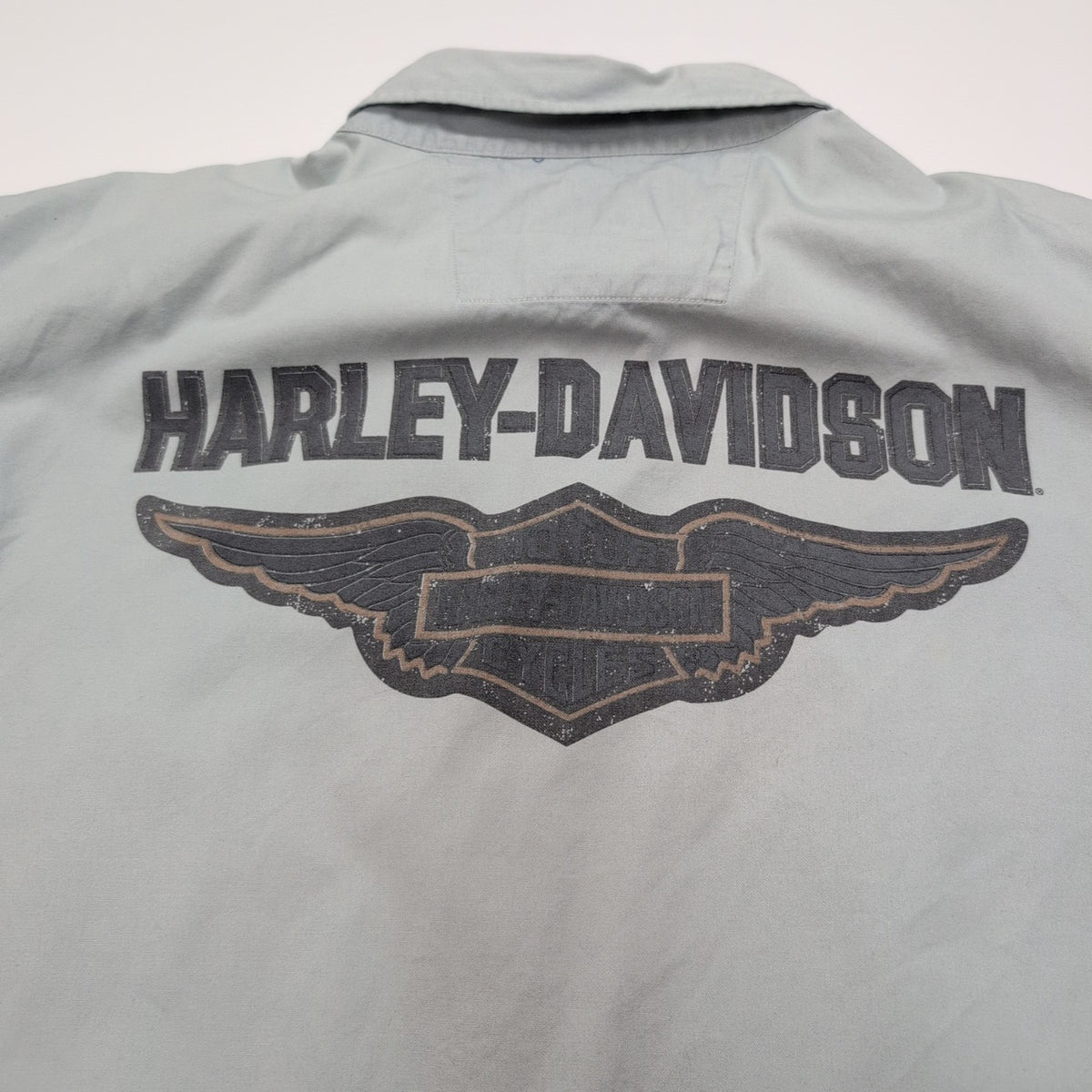 Chemise Harley Davidson XL Grise Logo Dos Vintage manches courtes
