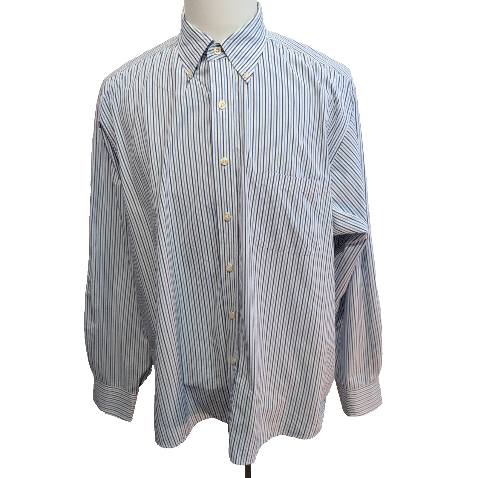 Chemise Chaps Classic Fit bleu rayures manches longues 1 poche XXL 3XL