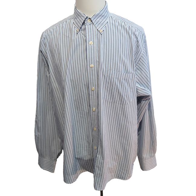 Chemise Chaps Classic Fit bleu rayures manches longues 1 poche XXL 3XL