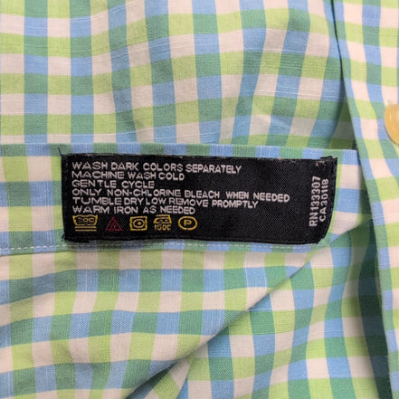 Chemise Nautica Active Fit XXL Carreaux Bleu Vert Coton manches longues