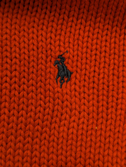 Pull POLO Ralph Lauren Rouge Logo Marine Made in Hong Kong - Taille S