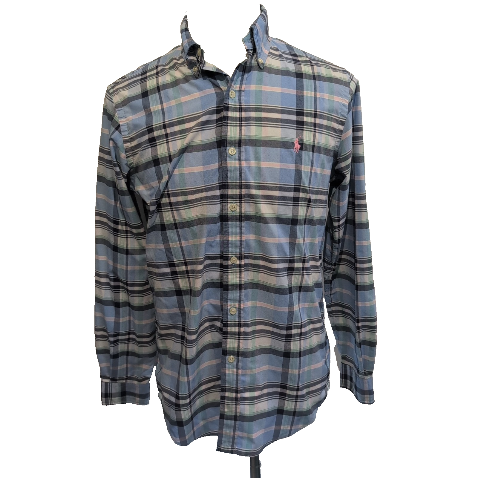Chemise Ralph Lauren S Classic Fit Performance Bleue Carreaux Nylon Polyester