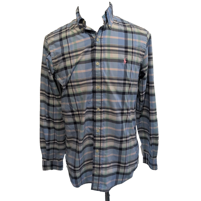 Chemise Ralph Lauren S Classic Fit Performance Bleue Carreaux Nylon Polyester