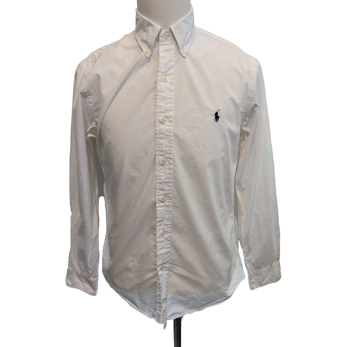 Chemise Ralph Lauren M Slim Fit blanc uni stretch logo bleu marine