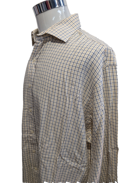 Chemise Polo Ralph Lauren Shirt XXL Carreaux Jaune Noir Col Classique Sans Logo