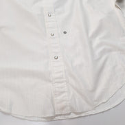 Chemise Tem-Tex Western M Blanche Rayures Boutons Pression 2 Poches Vintage