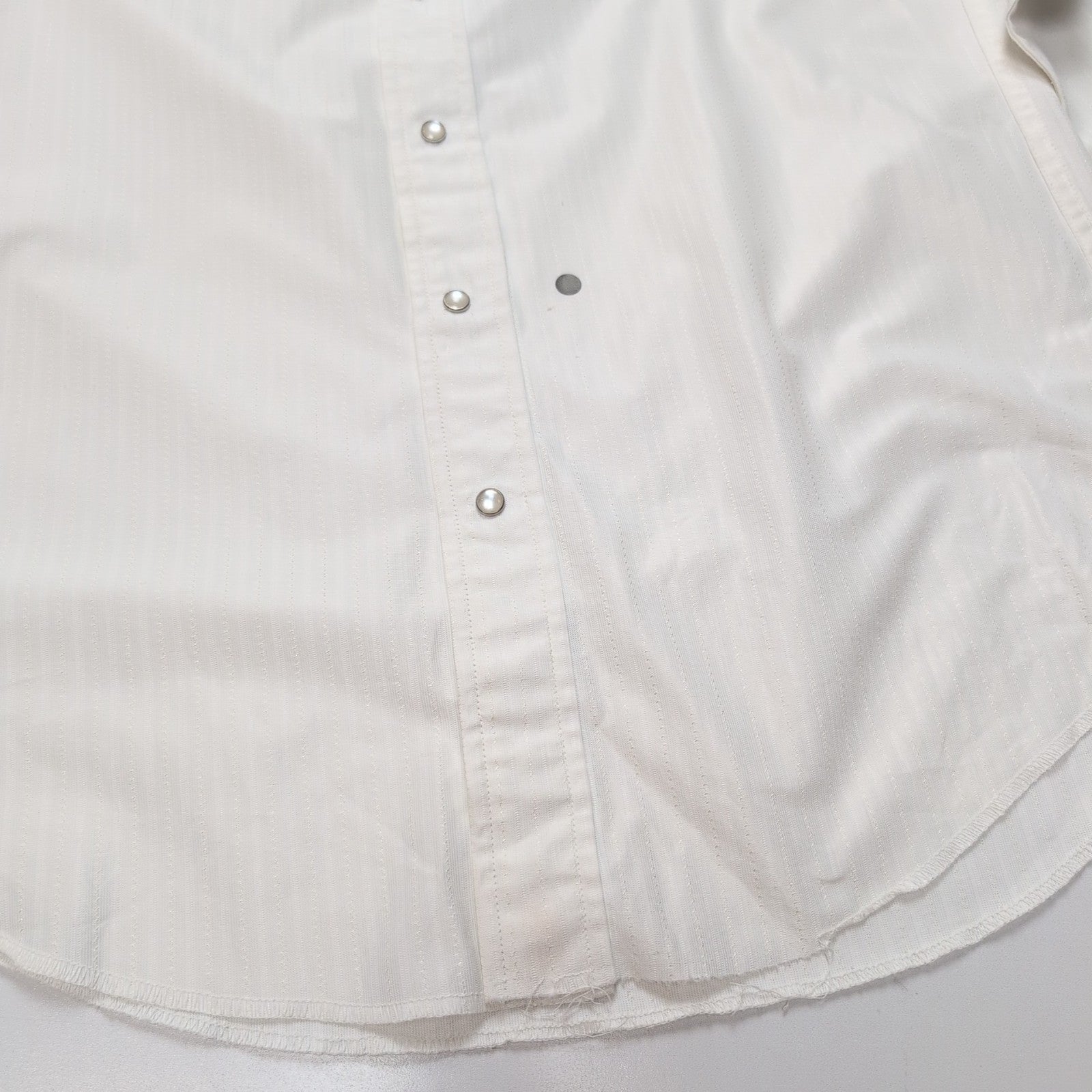 Chemise Tem-Tex Western M Blanche Rayures Boutons Pression 2 Poches Vintage