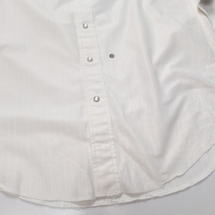 Chemise Tem-Tex Western M Blanche Rayures Boutons Pression 2 Poches Vintage