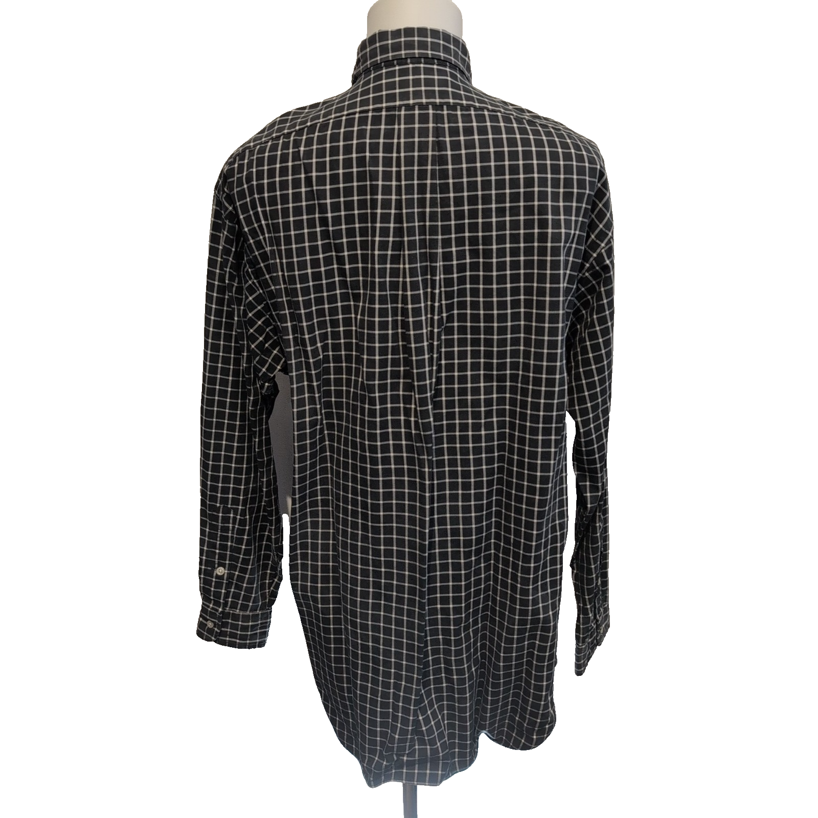 Chemise Ralph Lauren Blake Taille L Noire Carreaux Blancs 100% Coton Logo Noir