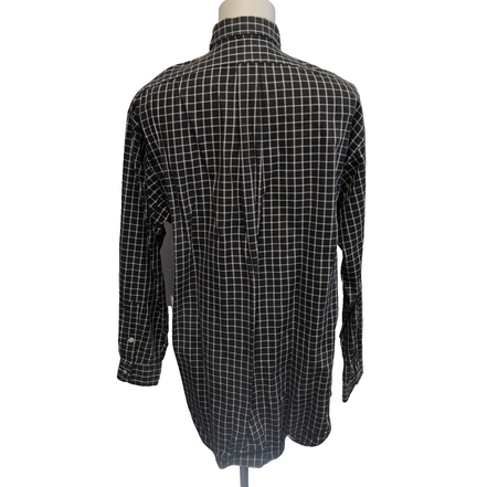 Chemise Ralph Lauren Blake Taille L Noire Carreaux Blancs 100% Coton Logo Noir