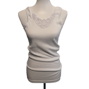 Débardeur Femme Taille 40/42 Blanc Dentelle 100% Coton Sans Marque Neuf